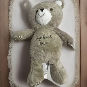 Carter's My First Bear Plush Baby Rattle Tan And White Stuff Animal 8"